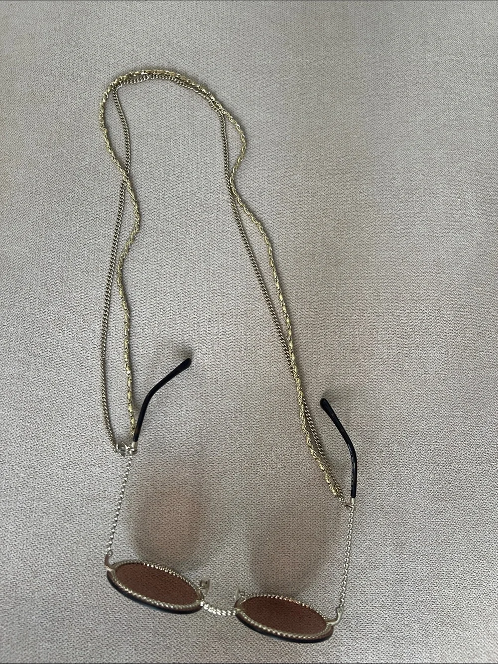 CHANEL 4245 Round Brown Tinted Sunglasses with Gold Chanel Chain - Picture 4 of 11